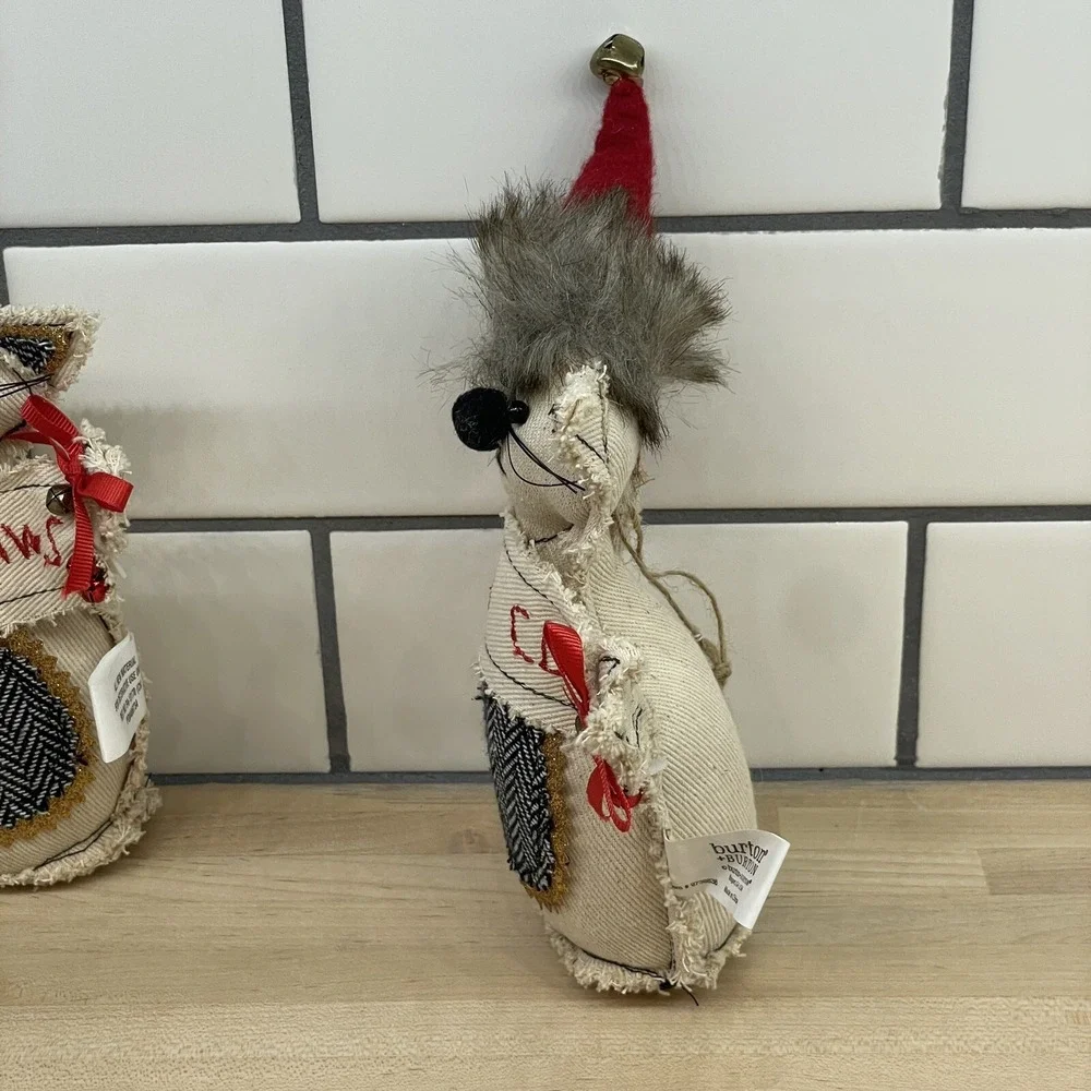 Christmas Cat Decoration Burton+Burton SANTA‎ PAWS Primitive Fabric Cat Set Of 2